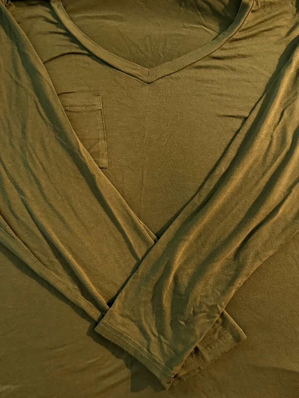 Women's V-Neck Pocket Tee - Olive Green